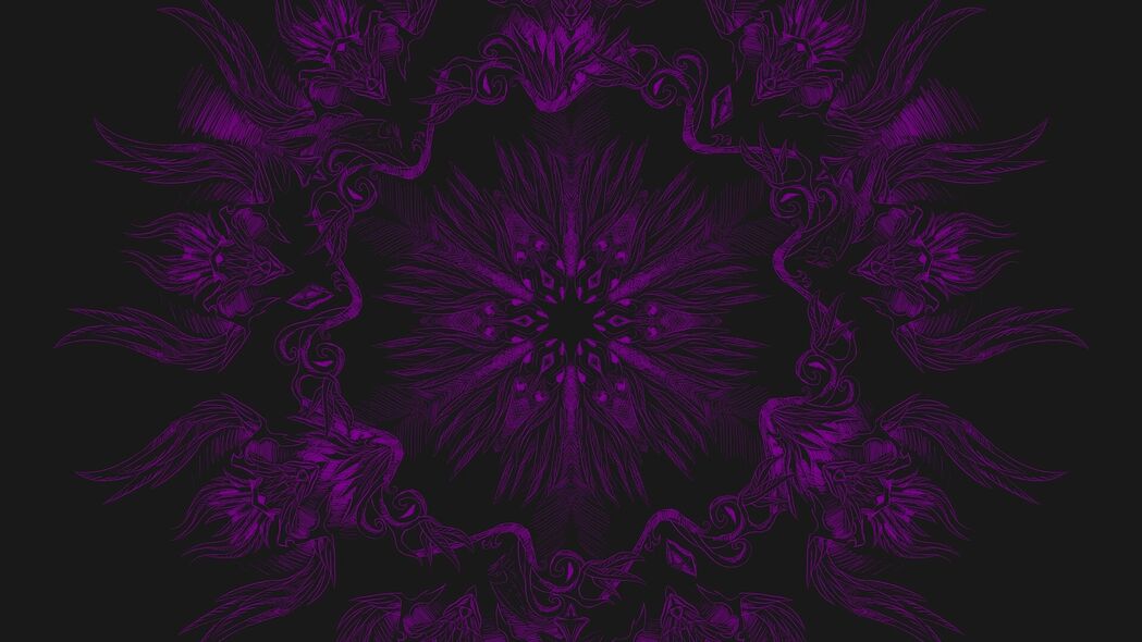 曼陀罗 图案 抽象 紫色 深色 4k壁纸 3840x2160