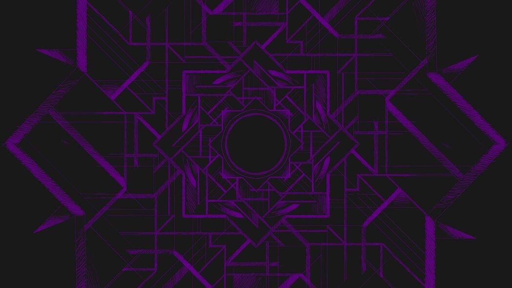曼陀罗 图案 抽象 对称 紫色 深色 4k壁纸 3840x2160