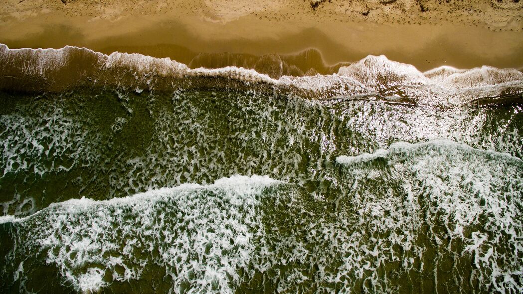 大海 海滩 鸟瞰图 波浪 4k壁纸 3840x2160