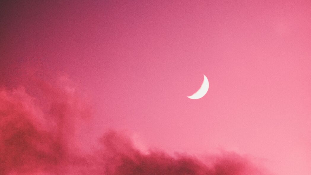月亮 云 天空 粉红色 4k壁纸 3840x2160