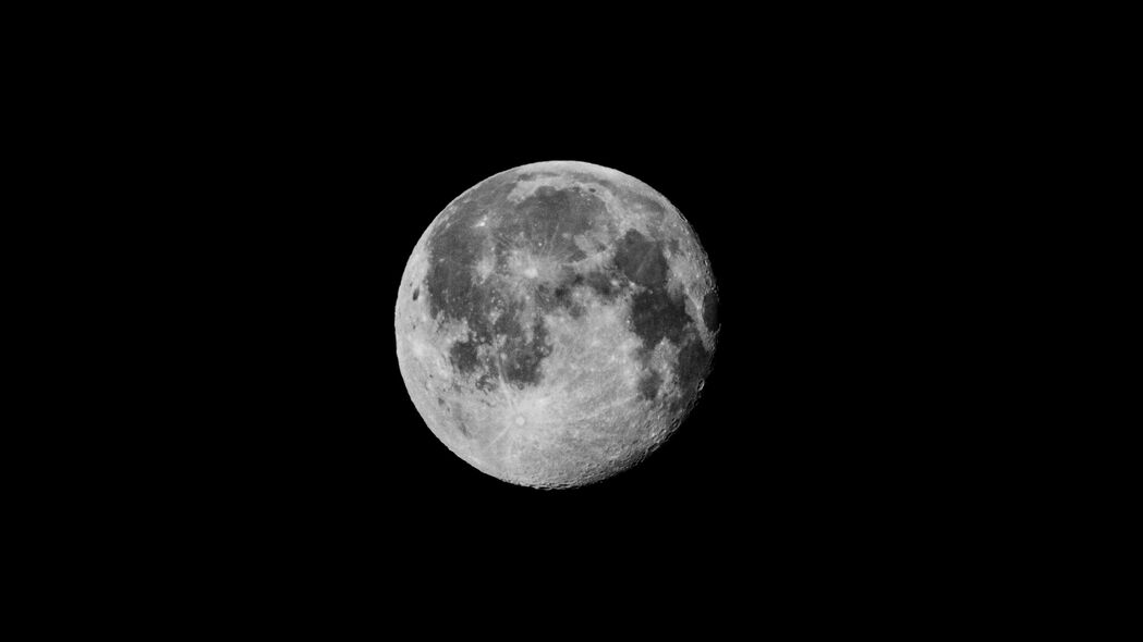 月亮 满月 夜晚 太空 深色 4k壁纸 3840x2160