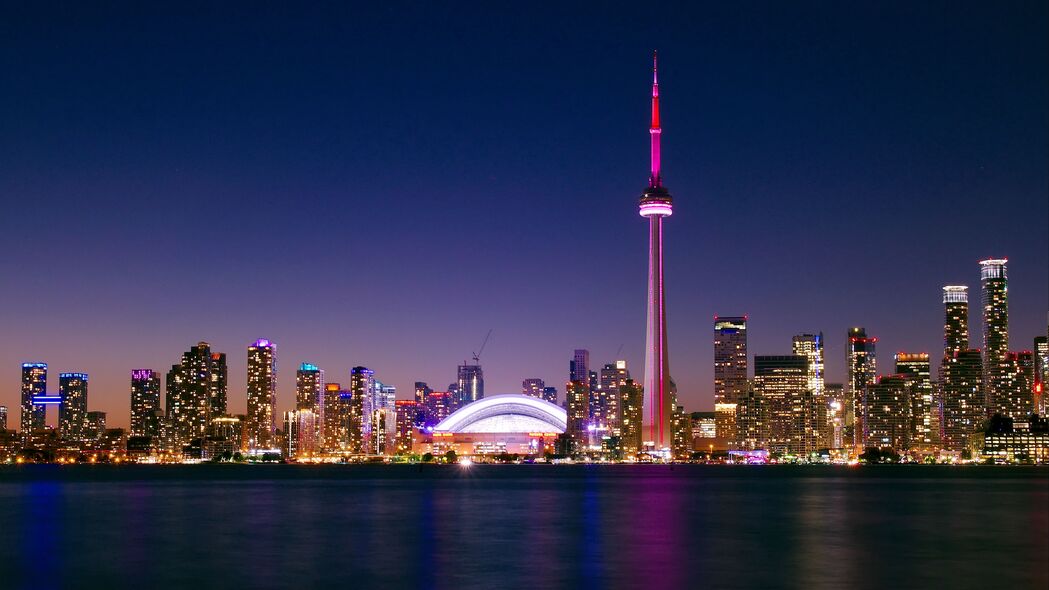 建筑 建筑 城市 夜晚 海岸 多伦多 加拿大 4k壁纸 3840x2160