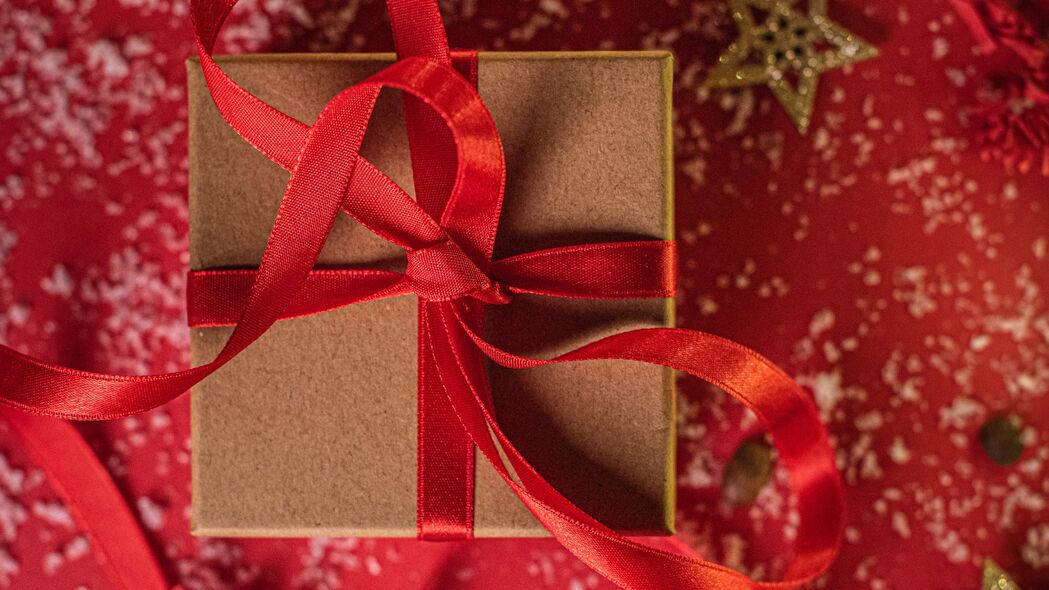 盒子 缎带 礼物 新年 圣诞节 红色 4k壁纸 3840x2160