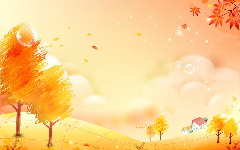 手绘黄色秋季风景背景