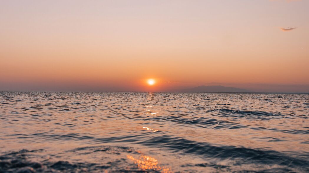 日落 大海 海滩 海浪 水 太阳 黄昏 4k壁纸 3840x2160