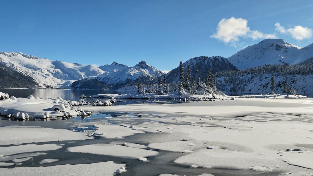 湖泊 山脉 冰 雪 冬天 风景 4k壁纸 3840x2160