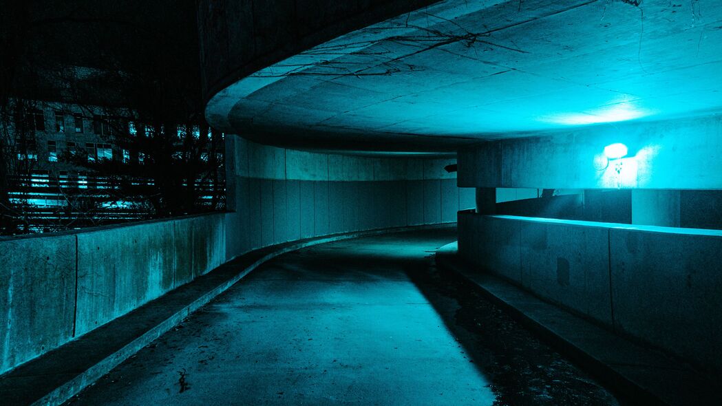 隧道 道路 转弯 照明 深色 4k壁纸 3840x2160