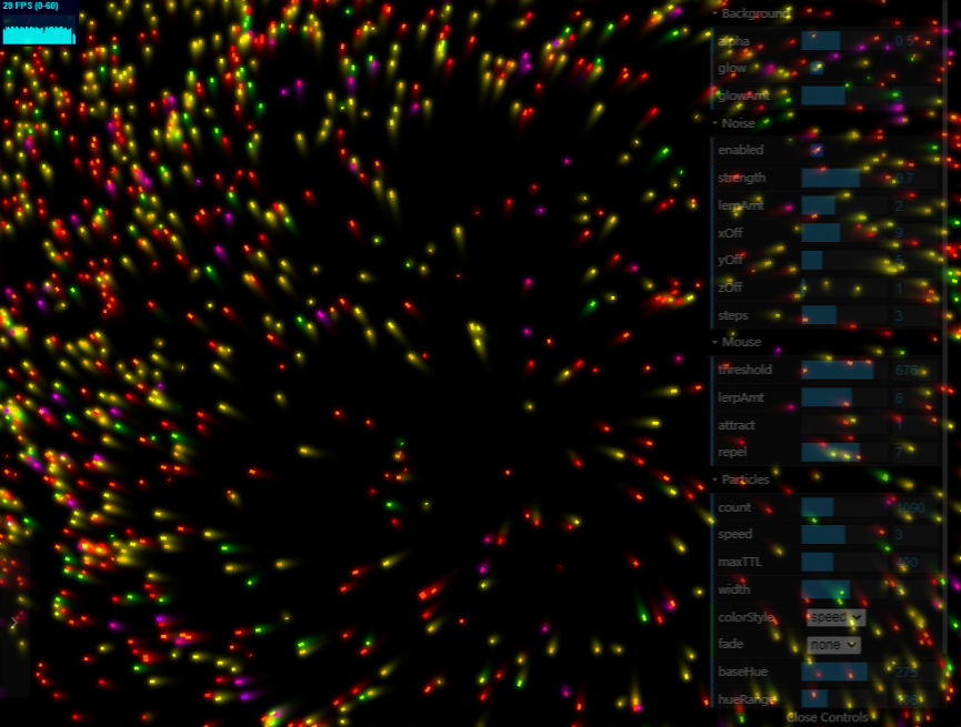 彩色粒子生成器参考，鼠标悬停动画效果html