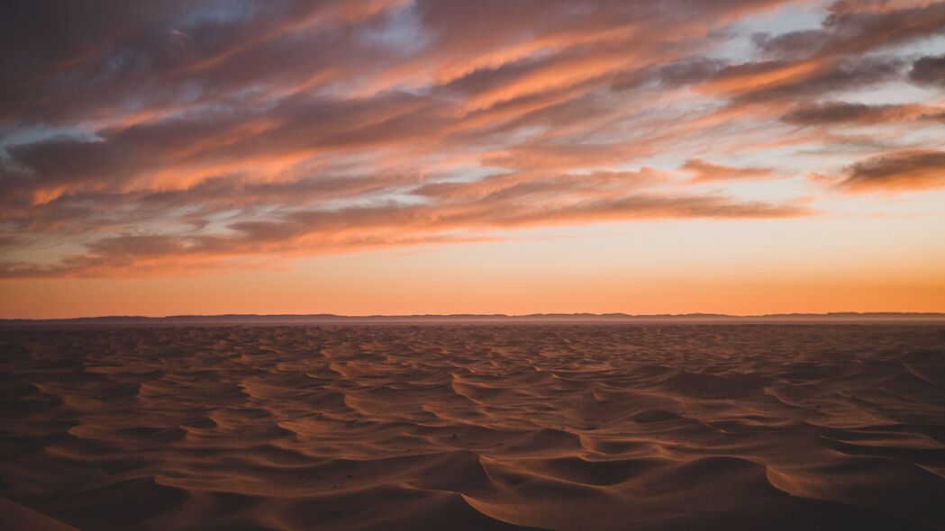 沙漠 沙子 云 地平线 黄昏 4k壁纸 3840x2160