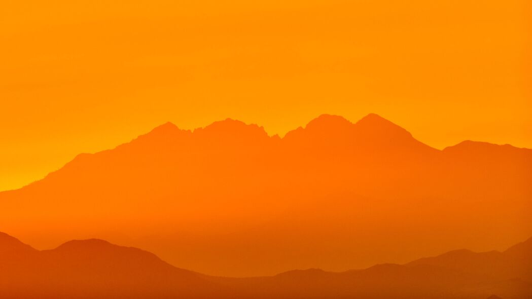 山脉 剪影 岩石 橙色 4k壁纸 3840x2160