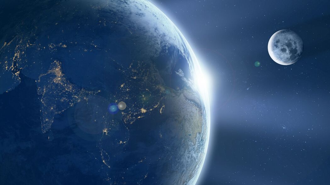 地球 行星 闪光 光 太空 4k壁纸 3840x2160