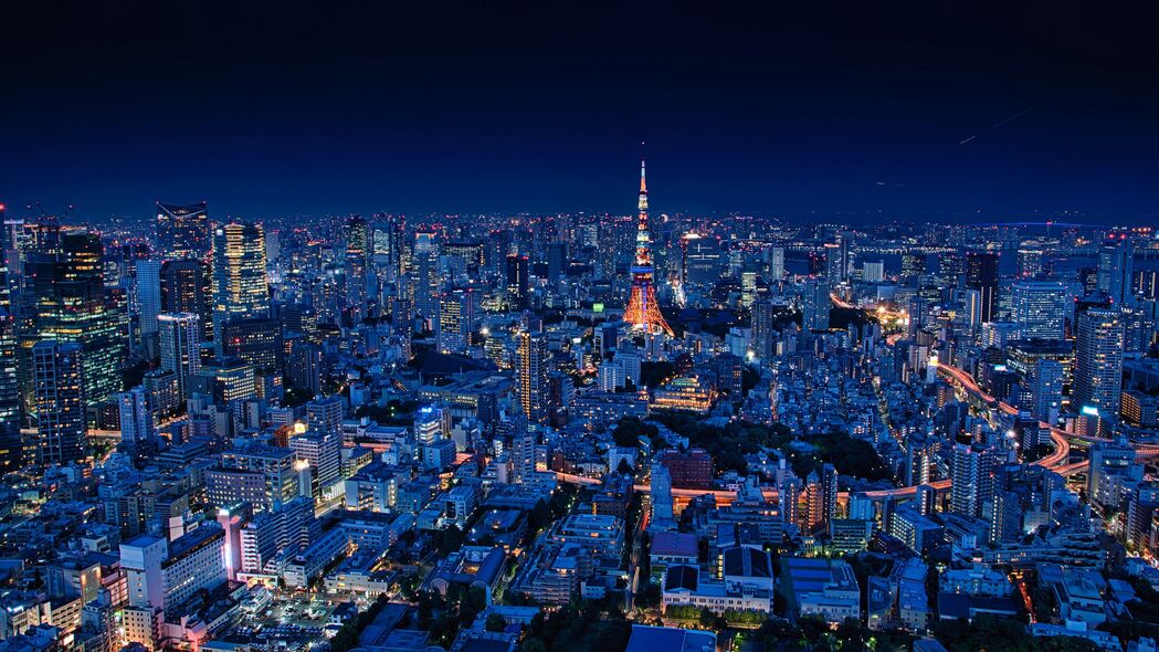 夜城 鸟瞰图 建筑 建筑 概览 东京 日本 4k壁纸 3840x2160
