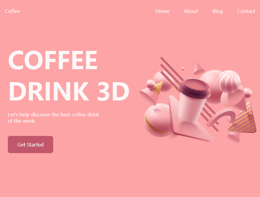 咖啡立体图素材图片设计，响应式banner动画效果样式