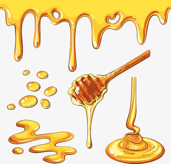 矢量手绘黄色液体蜂蜜