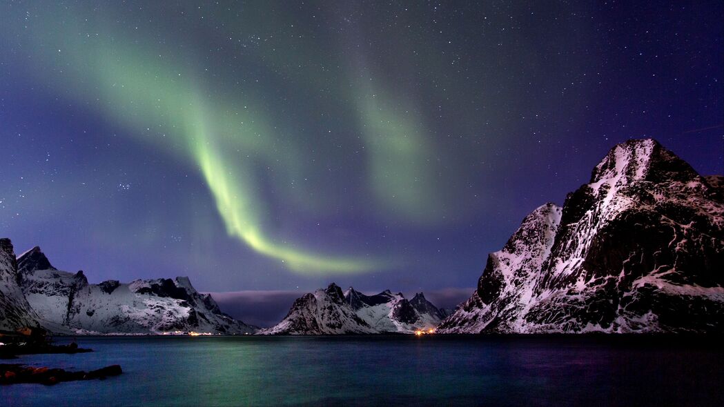 北极光山水夜景，北方绝美4K高清壁纸，3840x2160分辨率，免费下载