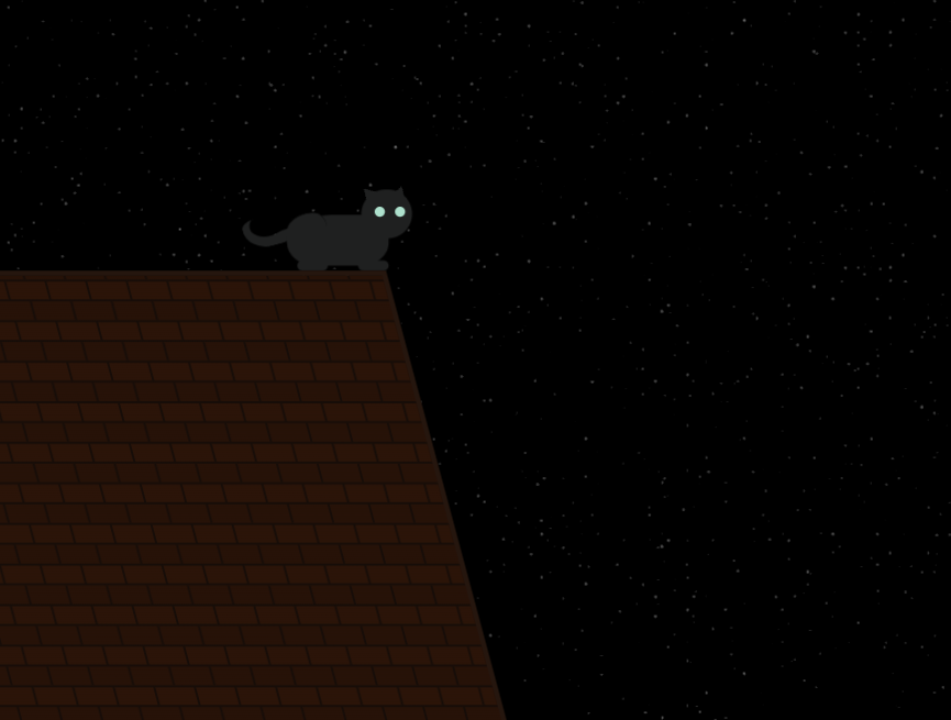 猫咪卡通背景动图必备，屋顶猫咪动画效果图素材