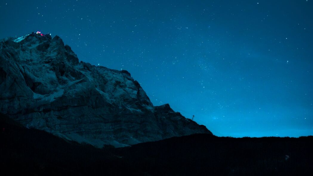 岩石 山脉 夜晚 星星 天空 4k壁纸 3840x2160