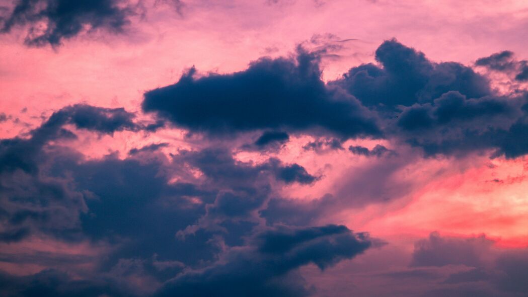 云 晚上 日落 天空 粉红色 4k壁纸 3840x2160