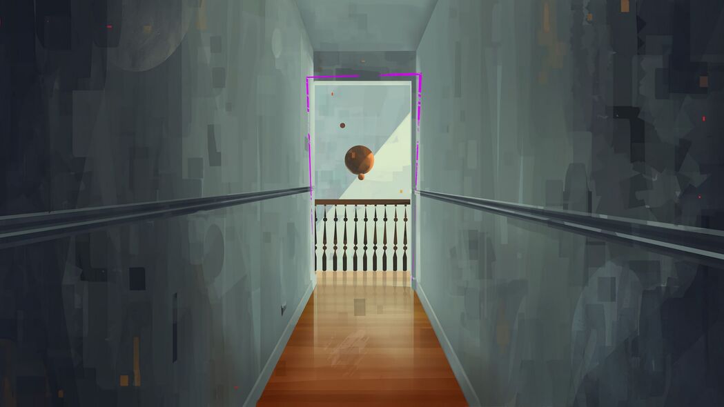 房间 建筑 球 悬浮 艺术 4k壁纸 3840x2160