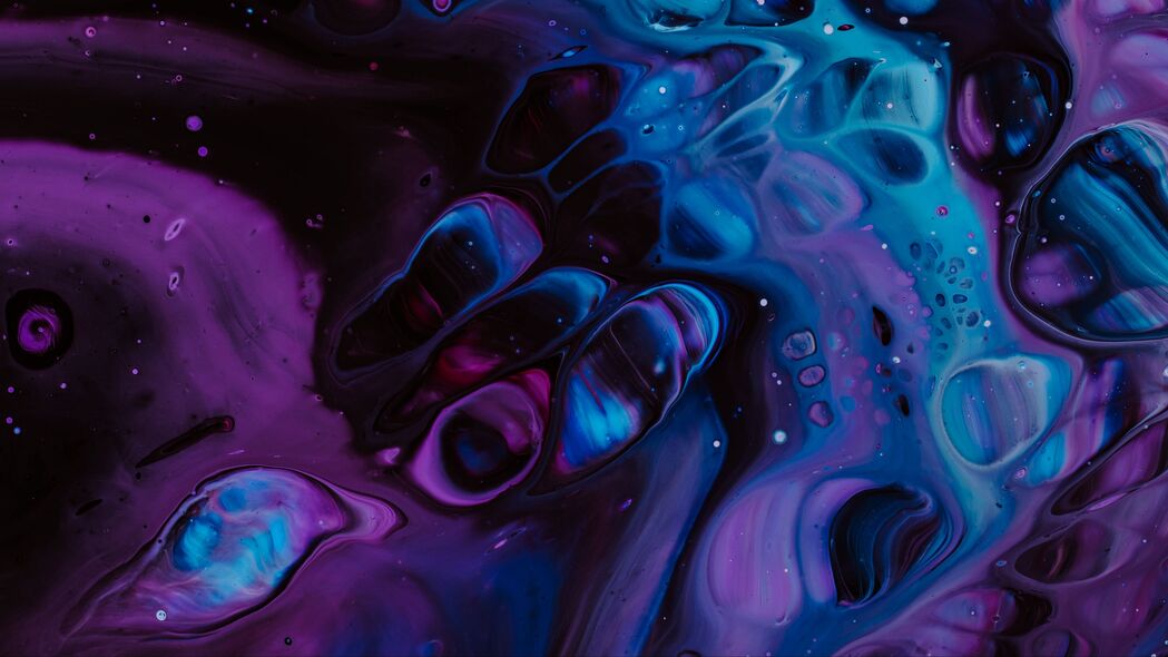 油漆 斑点 液体 流体艺术 污渍 蓝色 紫色 4k壁纸 3840x2160