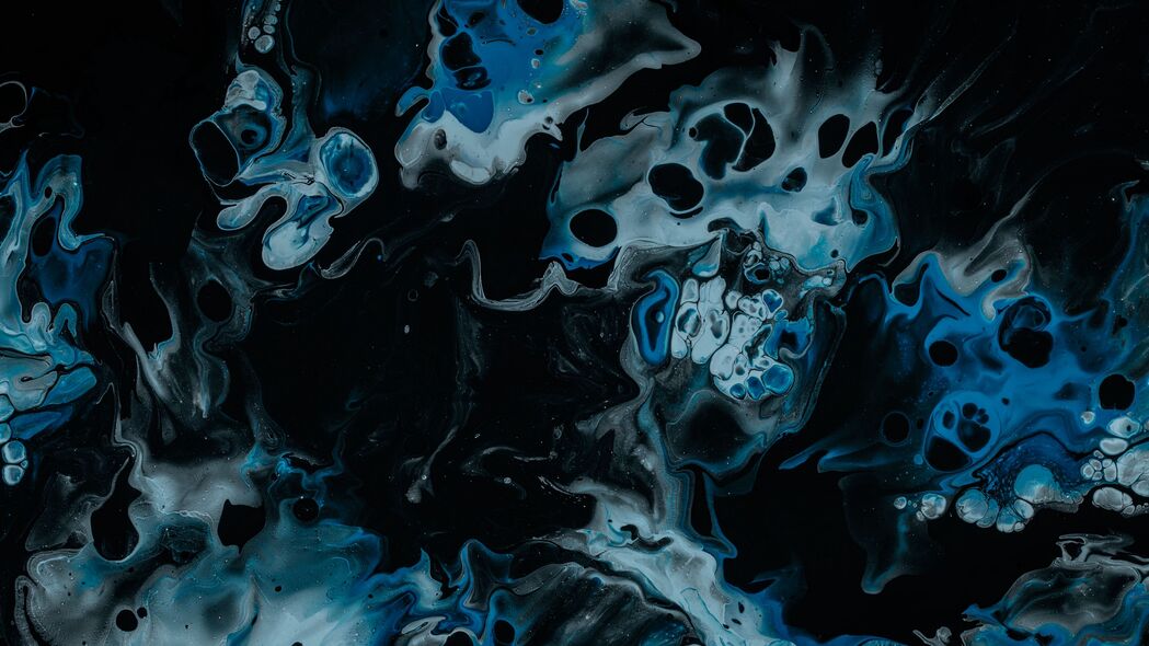 墨水 液体 污渍 斑点 流体艺术 蓝色 4k壁纸 3840x2160