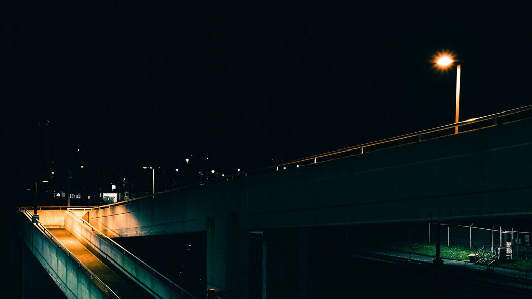大桥 灯笼 夜晚 深色 4k壁纸 3840x2160