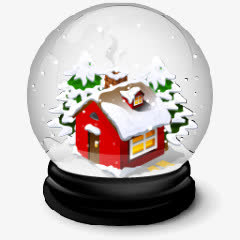 圣诞礼物玻璃球内的圣诞雪屋
