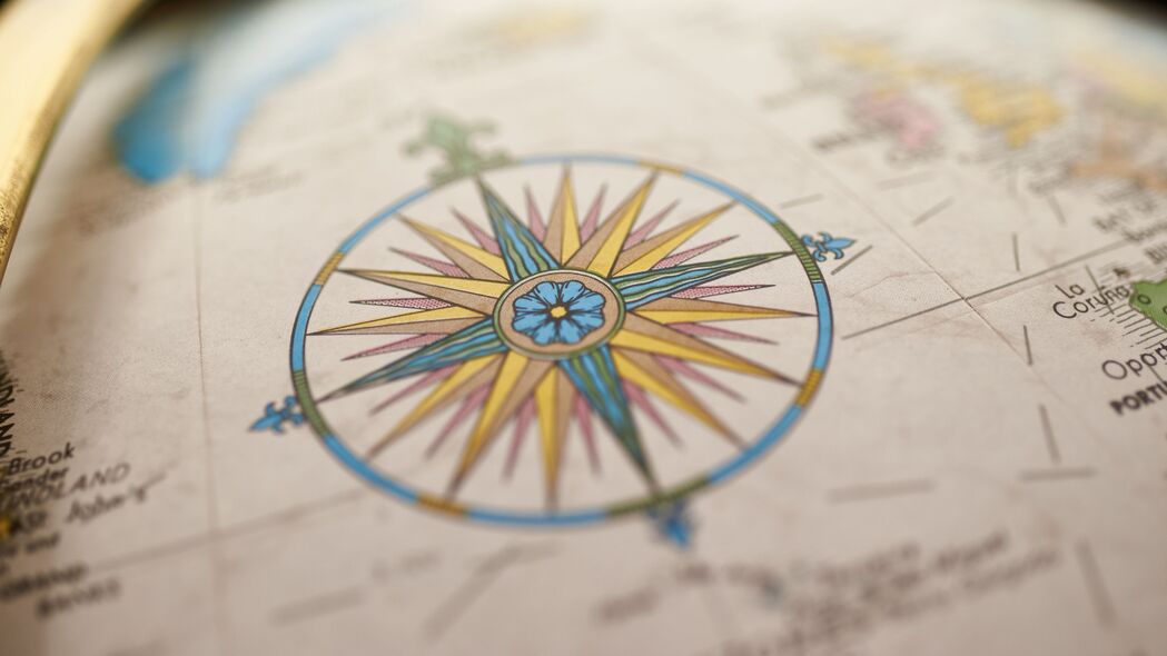 指南针 旅行 世界地图 4k壁纸 3840x2160