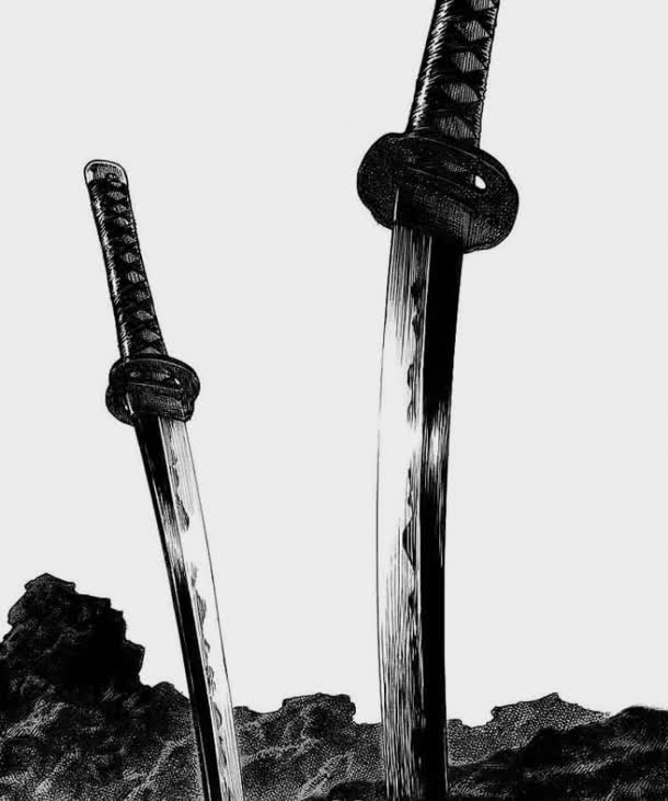 黑白色的日本武士刀