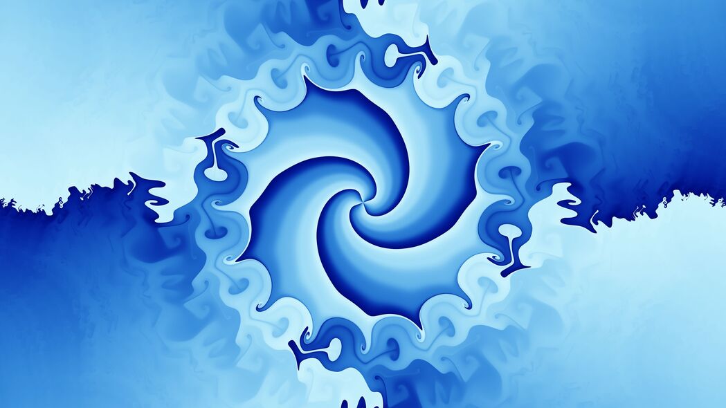 分形 螺旋 漩涡 图案 蓝色 4k壁纸 3840x2160