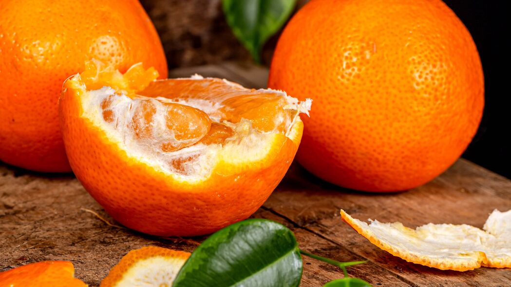 橙色 柑橘 水果 果皮 树叶 4k壁纸 3840x2160