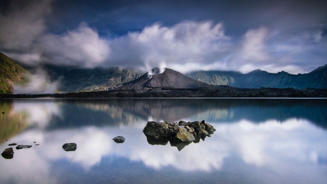 火山 湖泊 石头 风景 4k壁纸 3840x2160