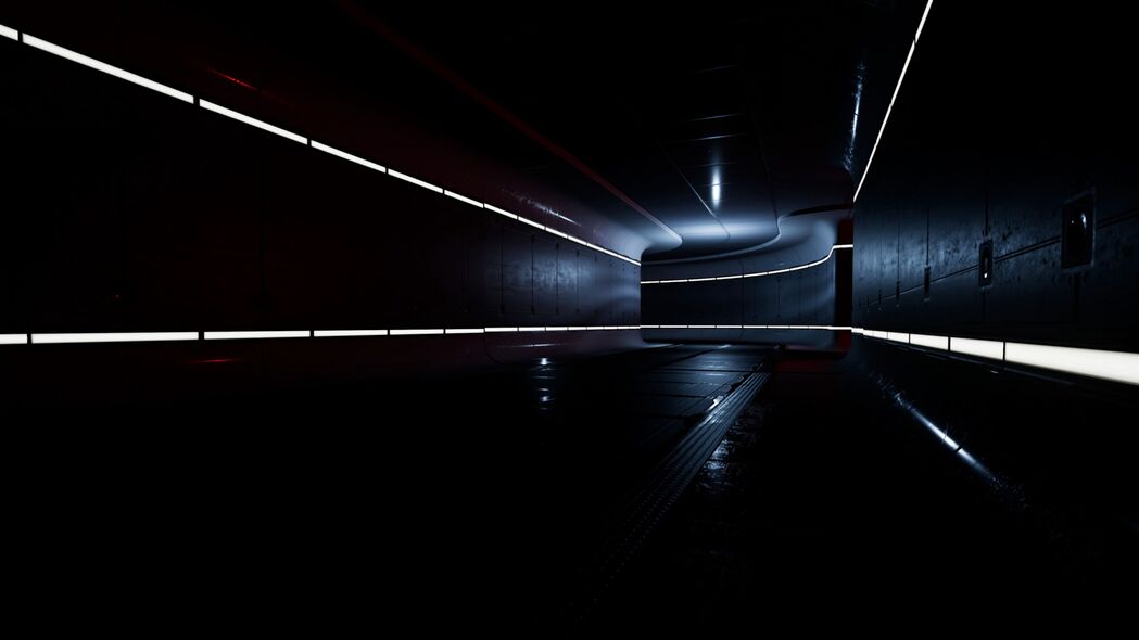 隧道 霓虹灯 照明 深色 4k壁纸 3840x2160