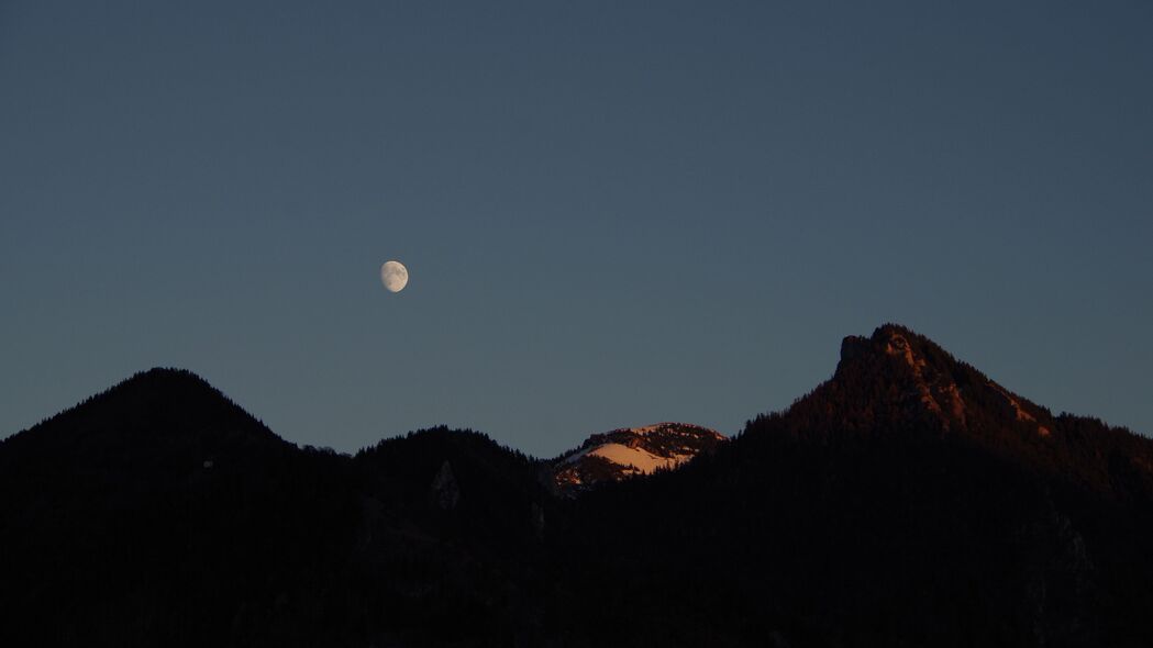 月亮 山丘 晚上 天空 4k壁纸 3840x2160