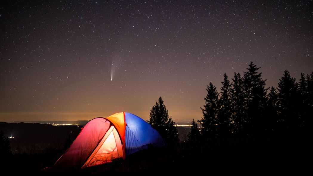 帐篷 露营 山脉 自然 夜晚 星空 4k壁纸 3840x2160
