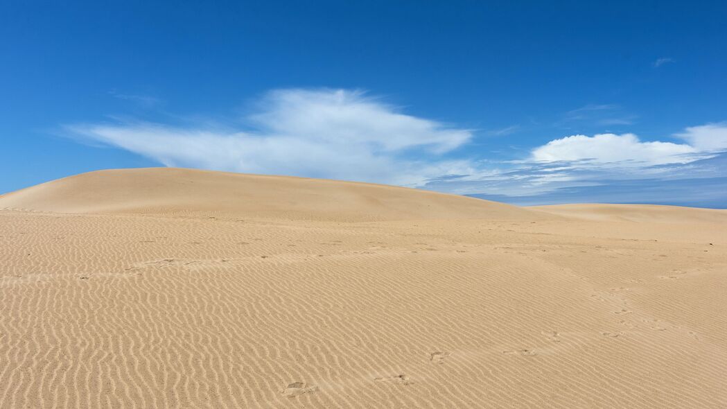 沙漠 沙子 沙丘 波浪 痕迹 天空 4k壁纸 3840x2160