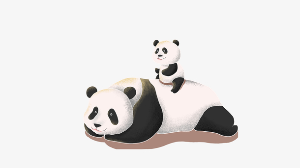 国潮风手绘熊猫