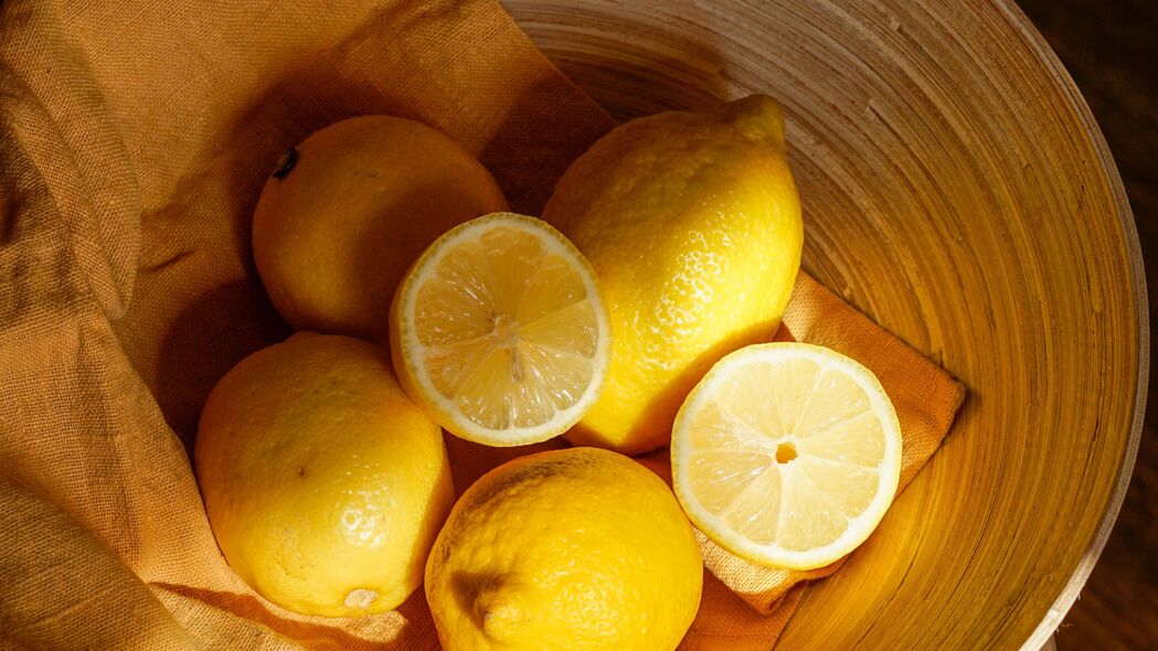 柠檬 柑橘 切片 织物 浅色 4k壁纸 3840x2160