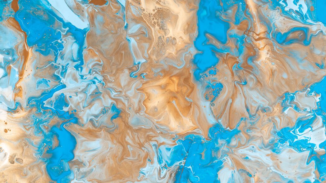 油漆 液体 流体艺术 污渍 蓝色 棕色 失真 4k壁纸 3840x2160