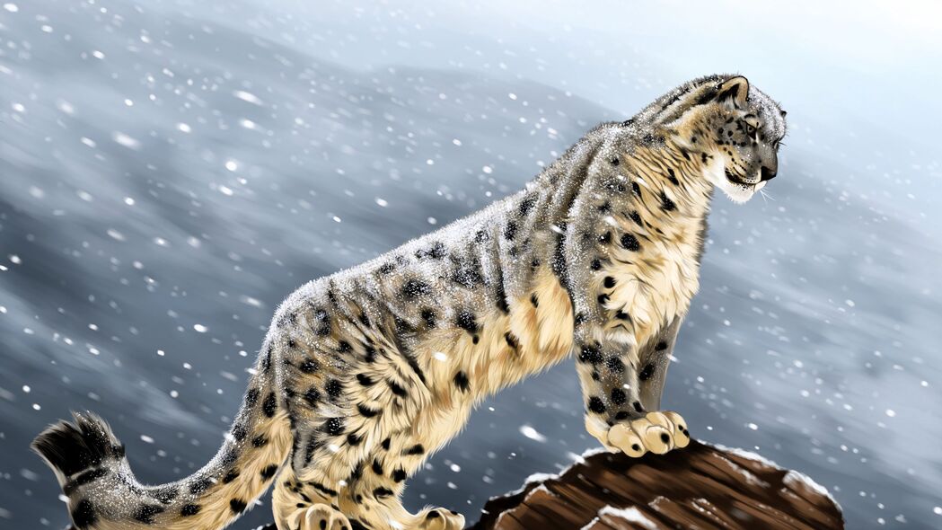 雪豹 大猫 捕食者 一瞥 石头 艺术 4k壁纸 3840x2160