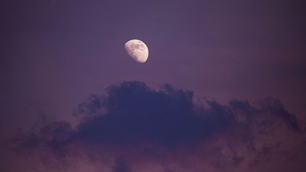 月亮 云 天空 紫色 4k壁纸 3840x2160