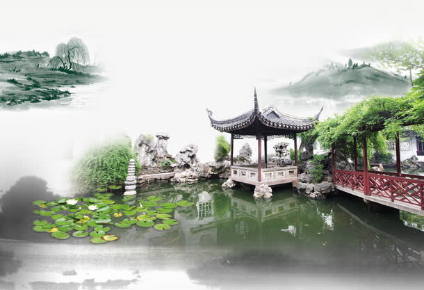中国风庭院素材背景