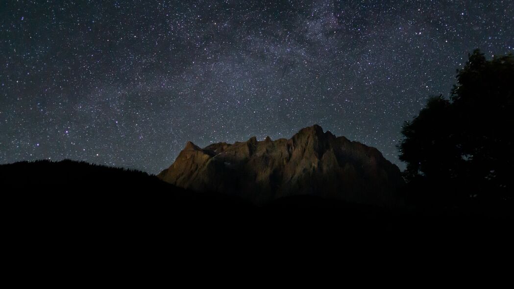 岩石 山脉 星空 星星 夜间 4k壁纸 3840x2160