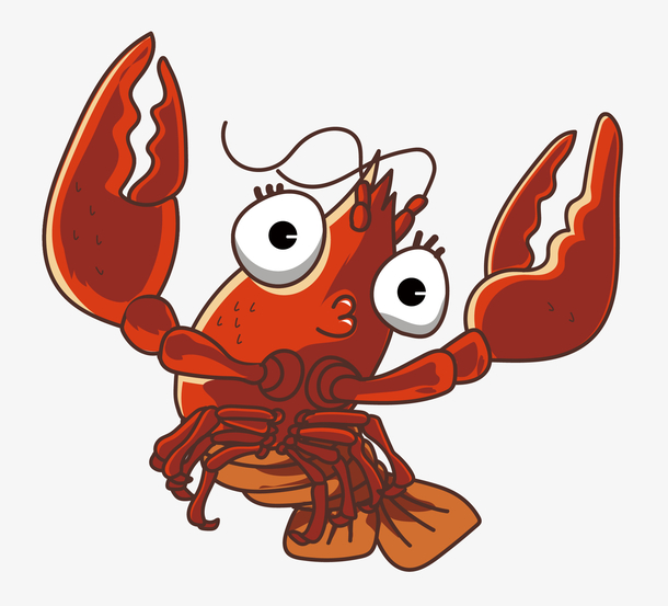 小龙虾吃虾简笔手绘插画