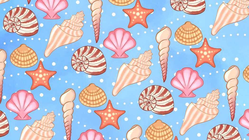 贝壳 海螺 图案 海星 4k壁纸 3840x2160