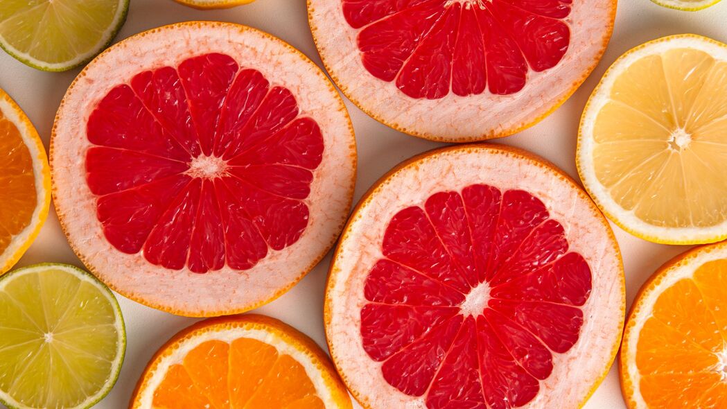 葡萄柚 橙子 柠檬 柑橘 水果 切片 4k壁纸 3840x2160