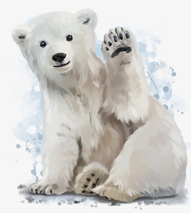 矢量水彩手绘北极熊