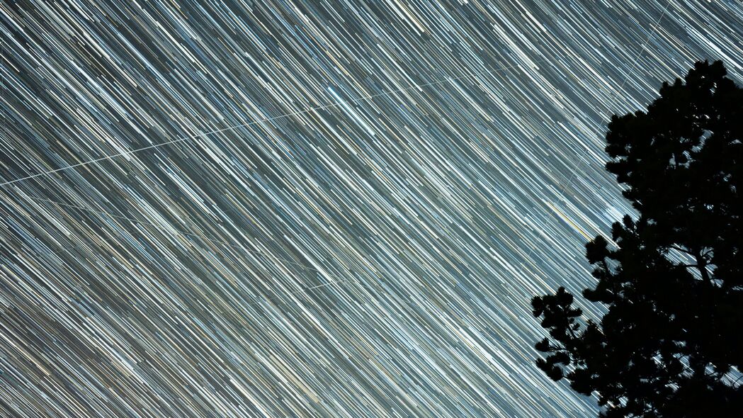 星空 海星 条纹 树木 剪影 4k壁纸 3840x2160