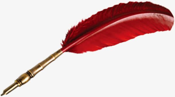 红色羽毛设计毛笔