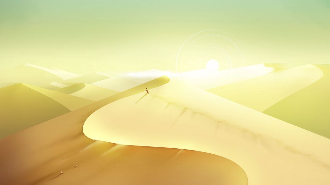 沙漠 沙子 沙丘 太阳 艺术 4k壁纸 3840x2160